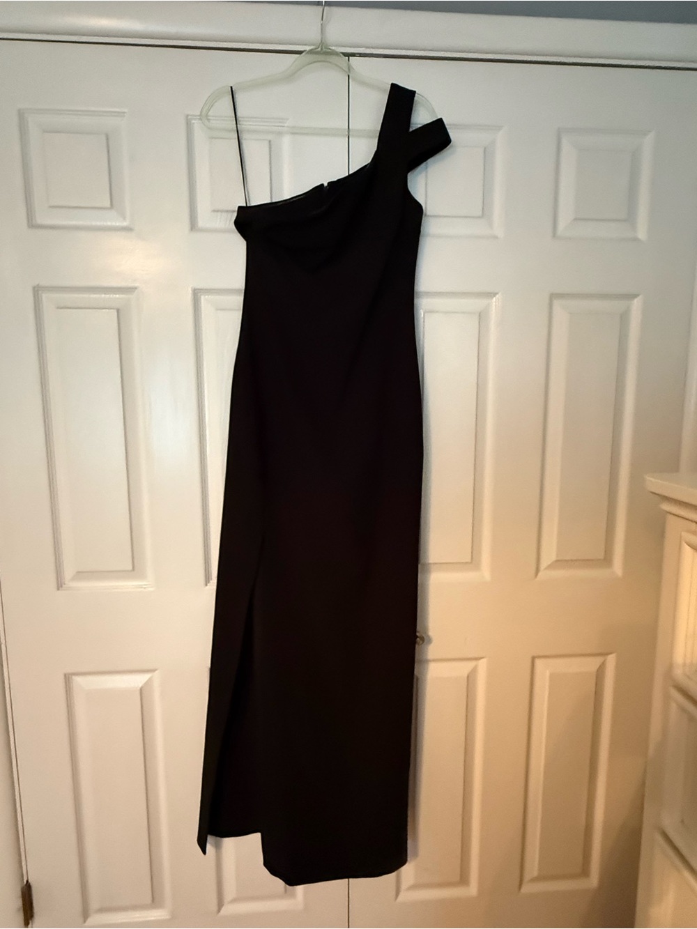 Likely Black One-Shoulder Evening Gown